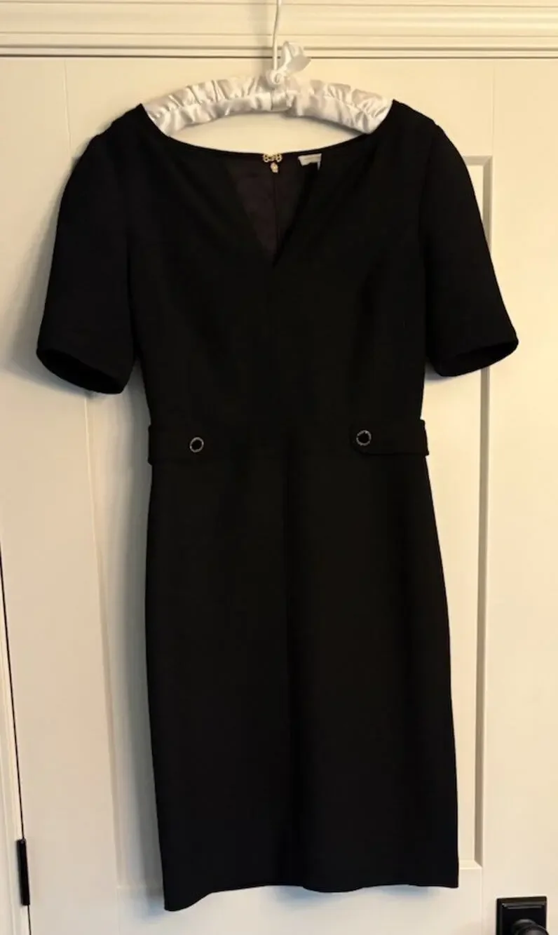 Tory Burch Sz 4 Lydia Black Wool Blend Sheath Dress